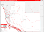 Naples-Immokalee-Marco Island Metro Area Wall Map Red Line Style